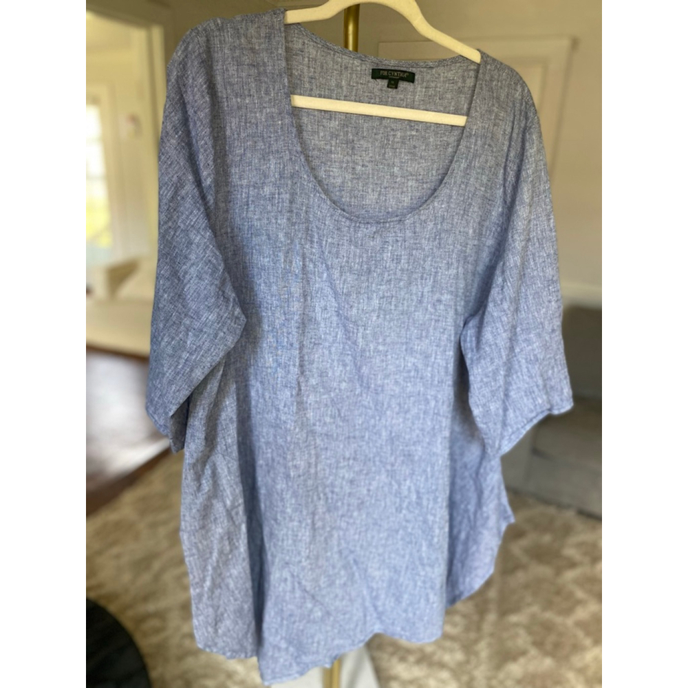 For Cynthia Linen Tunic Dress Mini Lightweight Minimal Coast Vaca Resort Wedding - Picture 2 of 8